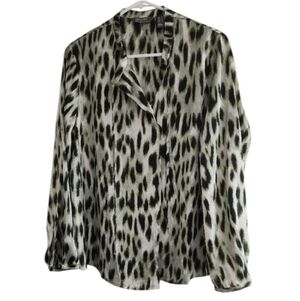 Lisa Rinna Collection Blouse Green and White Size XS